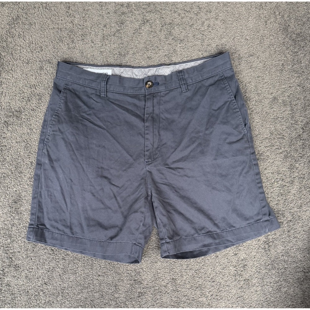 Amazon Essentials Mens 33W Classic Fit Chino Shorts Charcoal Grey Cotton Twill